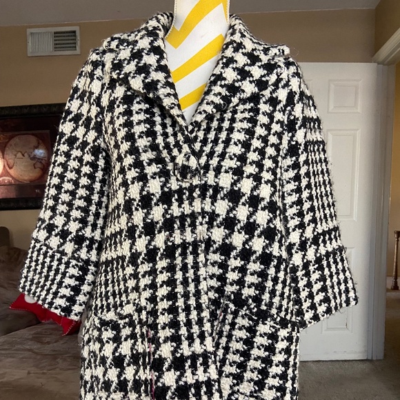 A•B•S Allen Schwartz houndstooth wool coat - Picture 1 of 8